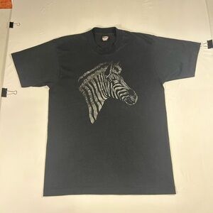 Vintage Screen Stars Single Stitch Black Zebra T-Shirt Large Made in USA